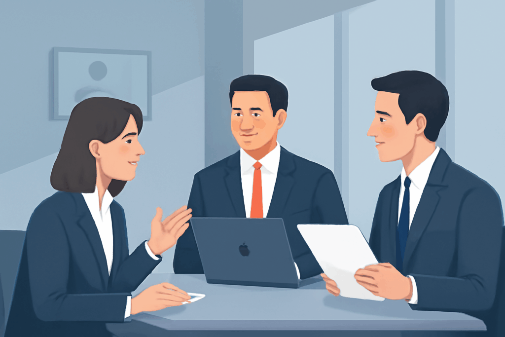 Profesionales de Brisha Corp comunicándose de manera efectiva a través de teléfonos móviles, representando la comunicación directa y rápida con nuestra empresa.